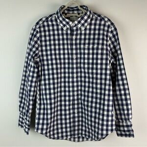 Crewcuts Boy’s long-sleeve flex patterned washed shirt navy white gingham size 8